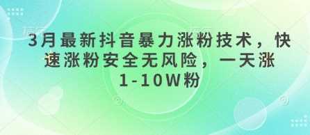 3月最新抖音暴力涨粉技术，快速涨粉安全无风险，一天涨1-10W粉-3YVIP资源库