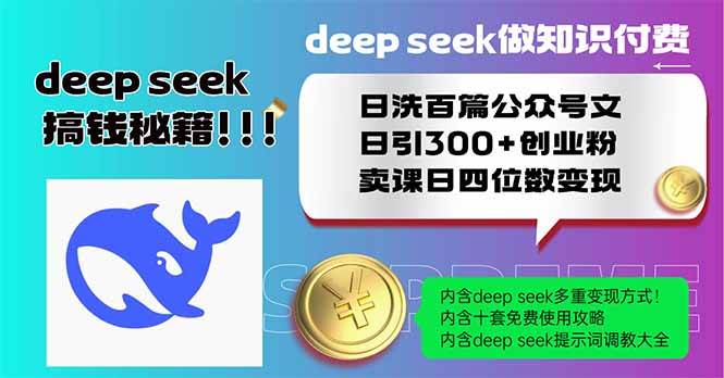 （14163期）Deep seek做知识付费日洗百篇公众号文日引300+创业粉，卖课日四位数变…-3YVIP资源库