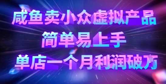 咸鱼卖小众虚拟产品，简单易上手，单店一个月利润破W-3YVIP资源库