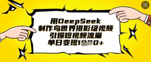 用DeepSeek制作鸟世界摄影级视频，引爆短视频流量，单日变现1k-3YVIP资源库