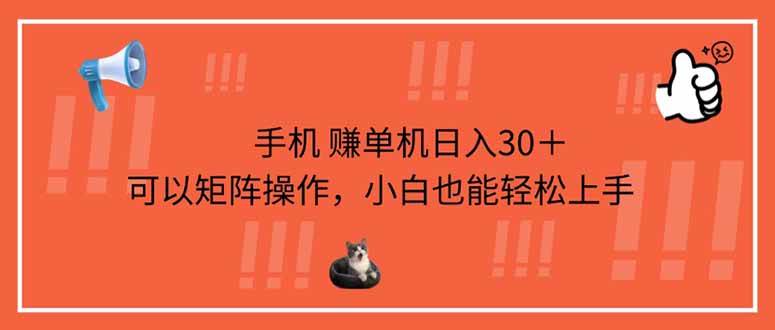 （14189期）手机赚单机日入30＋，可以矩阵操作，小白也能轻松上手-3YVIP资源库