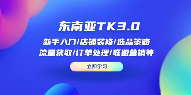（14208期）东南亚TK3.0：新手入门/店铺装修/选品策略/流量获取/订单处理/联盟营销等-3YVIP资源库