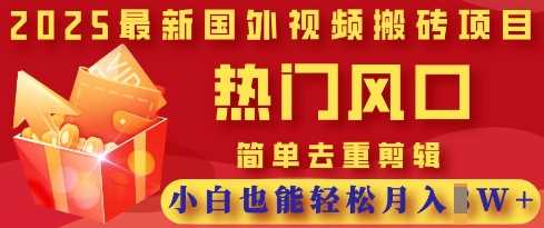 2025最新视频搬砖项目，热门风口，简单去重剪辑，小白也能轻松月入过W-3YVIP资源库
