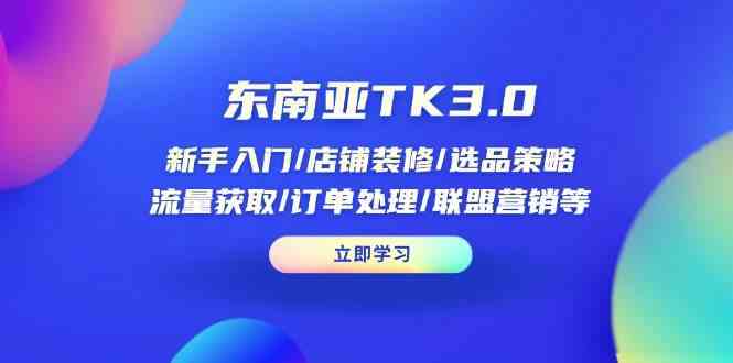东南亚TK3.0：新手入门/店铺装修/选品策略/流量获取/订单处理/联盟营销等-3YVIP资源库