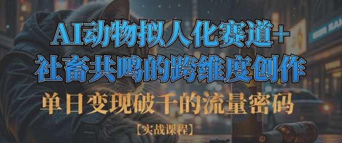 单日变现破千的流量密码，AI动物拟人化赛道+社畜共鸣的跨维度创作-3YVIP资源库
