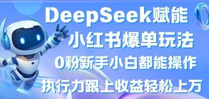 DeepSeek赋能小红书爆单玩法0粉新手小白都能操作，执行力跟上收益轻松上W，懒人勿做-3YVIP资源库