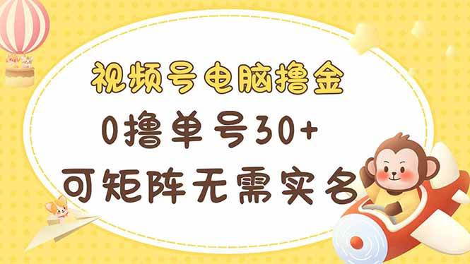 （14220期）视频号电脑撸金 0撸单号30+ 可矩阵 无需实名多号多得-3YVIP资源库