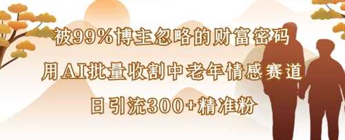 被99%博主忽略的财富密码：用AI批量收割中老年情感赛道，日引流300+精准粉-3YVIP资源库