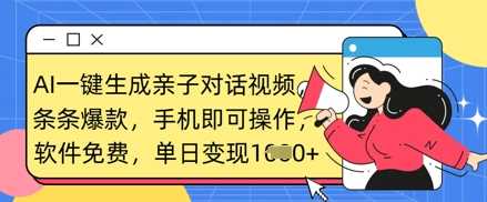 AI一键生成亲子对话视频，条条爆款，一部手机即可操作，单日变现数张-3YVIP资源库