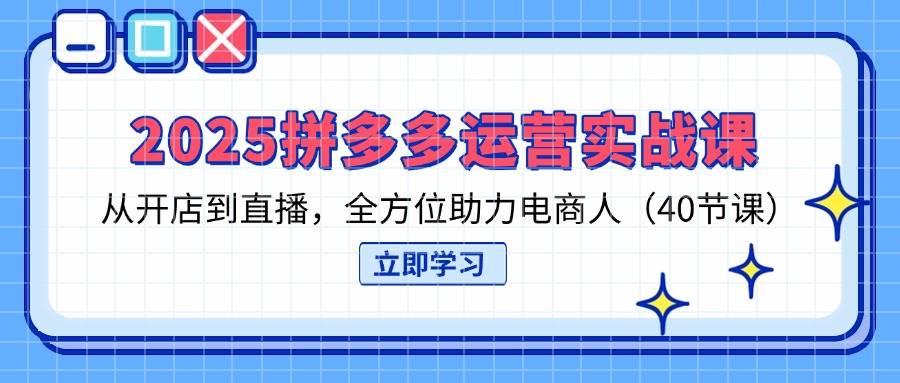 （14259期）2025拼多多运营实战课，从开店到直播，全方位助力电商人（40节课）-3YVIP资源库
