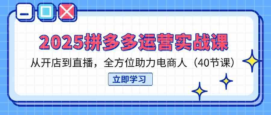 2025拼多多运营实战课，从开店到直播，全方位助力电商人（40节课）-3YVIP资源库