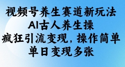 视频号养生赛道新玩法，AI古人养生操，疯狂引流变现，操作简单，单日变现多张-3YVIP资源库