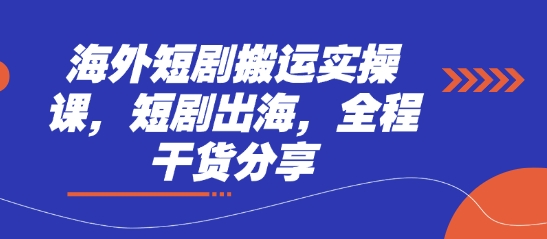 海外短剧搬运实操课，短剧出海，全程干货分享-3YVIP资源库