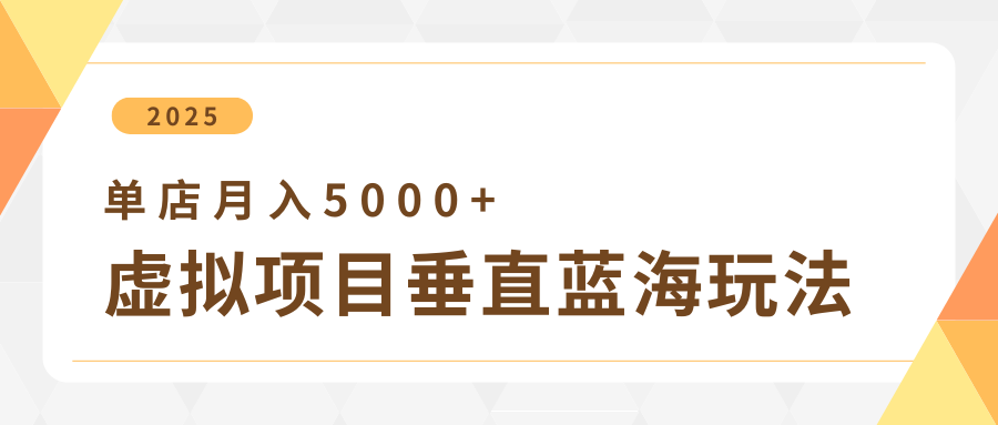 4月虚拟项目垂直玩法，冷门爆品+垂直蓝海，单店月入5000+-3YVIP资源库
