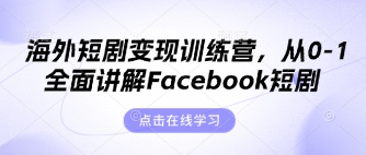 海外短剧变现训练营，从0-1全面讲解Facebook短剧-3YVIP资源库