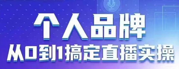 个人品牌：从0到1搞定直播实操，用直播为你的个人品牌赋能，六大实操板块，放大个人影响力-3YVIP资源库