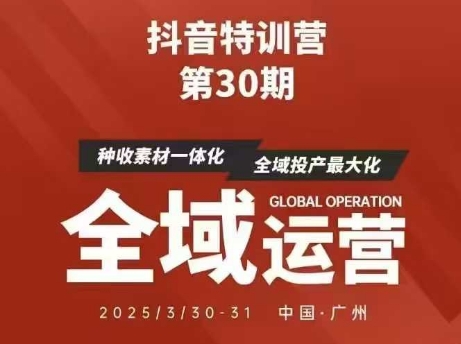 抖音特训营第30期线下培训资料，没有录音视频，正版整理的脑图资料及学员总结核心点-3YVIP资源库