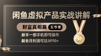 精品！闲鱼虚拟产品实战讲解，新手一部手机即可操作，副业月利润可达5k+-3YVIP资源库