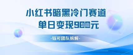 小红书冷门”暗黑”赛道，单日收益多张-3YVIP资源库