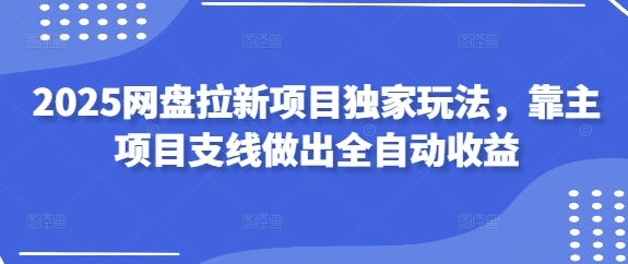 2025网盘拉新项目独家玩法，靠主项目支线做出全自动收益-3YVIP资源库
