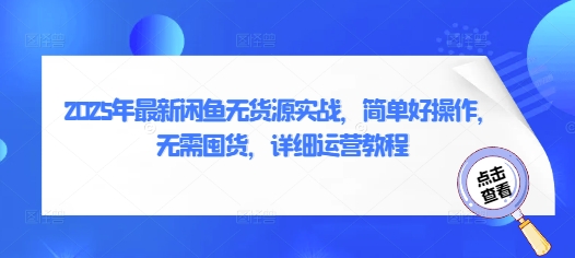 2025年最新闲鱼无货源实战，简单好操作，无需囤货，详细运营教程-3YVIP资源库