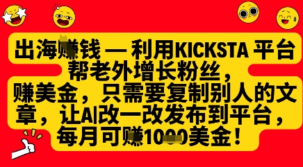 利用kicksta平台帮老外涨粉挣美金，每月收益1000美刀-3YVIP资源库