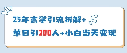 25年国学引流拆解+单日引200人+小白当天就能变现-3YVIP资源库