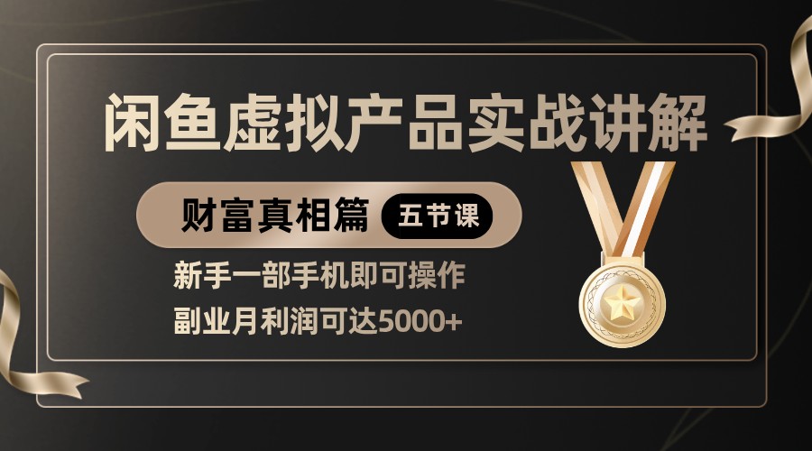 精品闲鱼虚拟产品实战讲解，新手一部手机即可操作，副业月利润可达5000+-3YVIP资源库