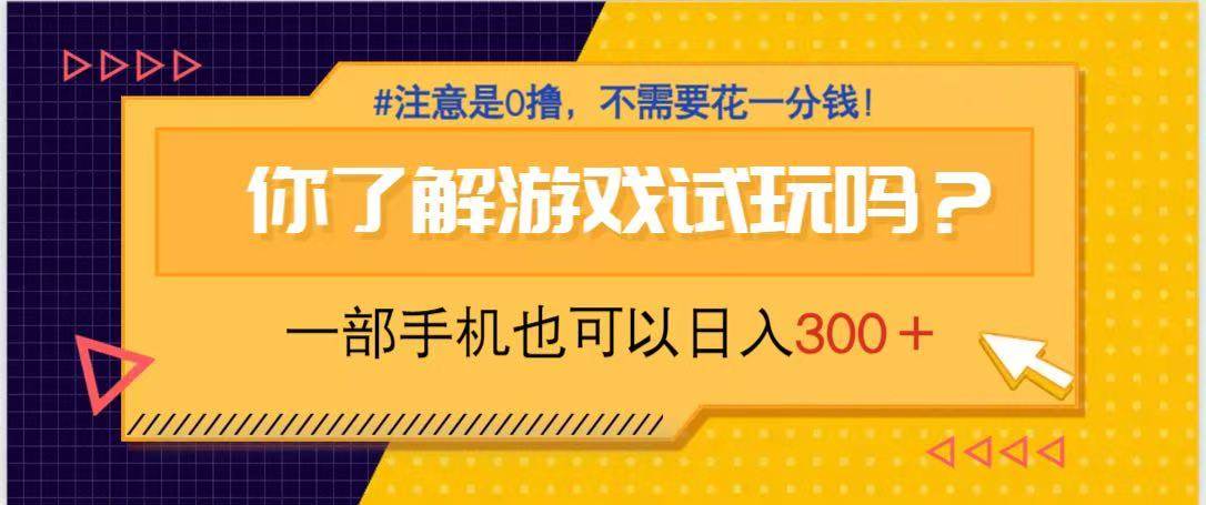 （14440期）游戏试玩，一部手机就可以日入300+，纯0撸项目，不需要花任何一分钱，…-3YVIP资源库