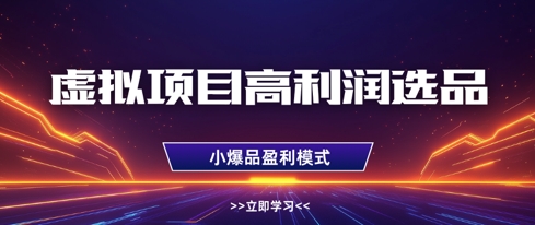 虚拟项目高利润选品方法，做好单店利润1W+，可多店倍增利润-3YVIP资源库
