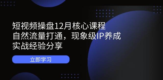 短视频操盘12月核心课程：自然流量打通，现象级IP养成，实战经验分享-3YVIP资源库
