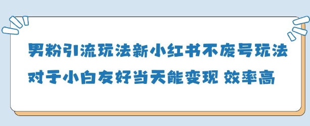 男粉引流玩法(新)，玩法友好做的好当天就能变现-3YVIP资源库
