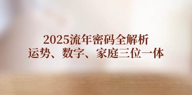2025流年密码全解析，运势、数字、家庭三位一体-3YVIP资源库