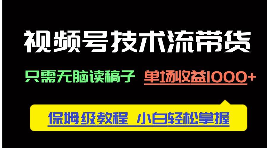（14476期）视频号技术流带货，只需无脑读稿子，单场收益1000+ 保姆级教程，小白轻…-3YVIP资源库