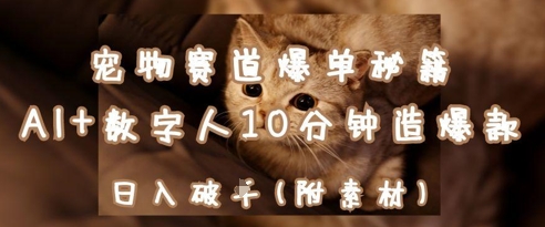宠物赛道爆单秘籍：AI+数字人10分钟造爆款，日入1k-3YVIP资源库