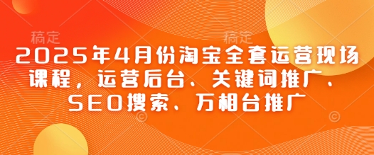 2025年4月份淘宝全套运营现场课程，运营后台、关键词推广、SEO搜索、万相台推广-3YVIP资源库