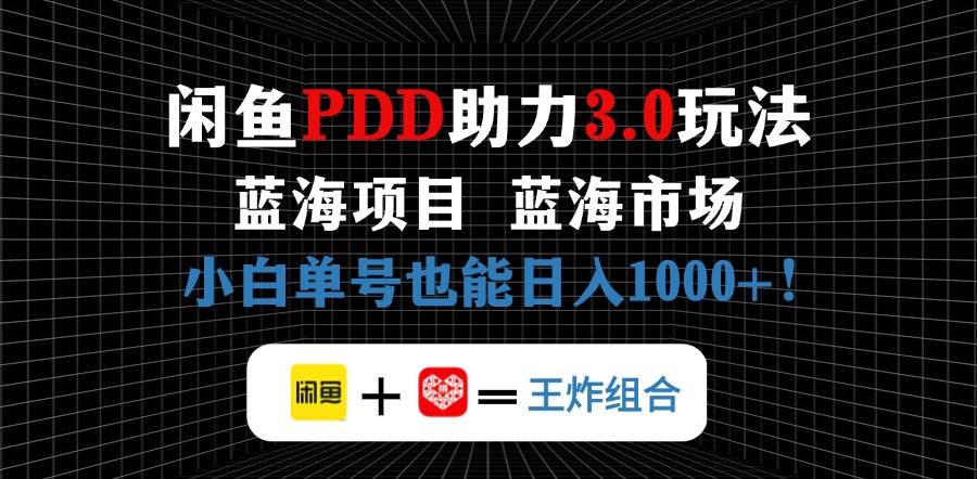 （14516期）闲鱼卖拼多多助力项目，蓝海市场新手也能单号日入1000+-3YVIP资源库