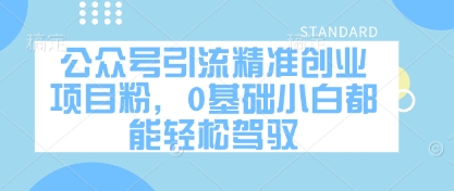 公众号引流精准创业项目粉，0基础小白都能轻松驾驭-3YVIP资源库