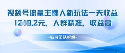 视频号流量主懒人新玩法，一天收益1k，人群精准收益高-3YVIP资源库