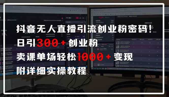 （14564期）抖音无人直播引流密码！日引300+创业粉 单场轻松1000+变现 附详细实操教程-3YVIP资源库
