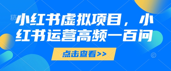 小红书虚拟项目，小红书运营高频一百问【文档】-3YVIP资源库