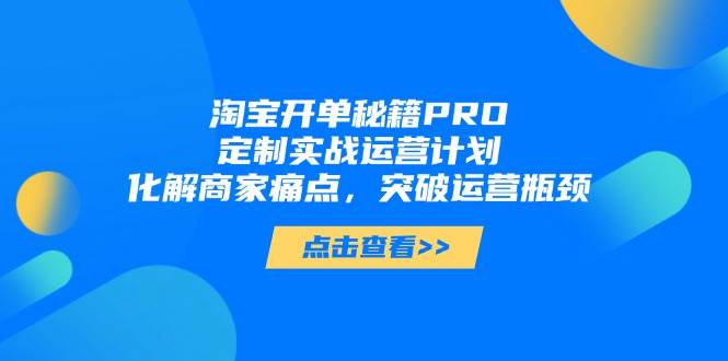 （14642期）淘宝开单秘籍PRO，定制实战运营计划，化解商家痛点，突破运营瓶颈-3YVIP资源库