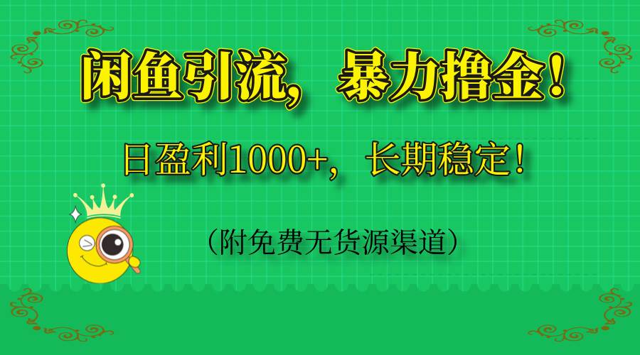 （14647期）闲鱼引流，暴力撸金，日盈利1000+，长期稳定！（附免费无货源渠道）-3YVIP资源库