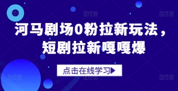 河马剧场0粉拉新玩法，短剧拉新嘎嘎爆-3YVIP资源库