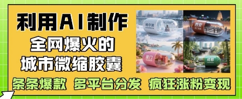 利用AI制作全网爆火的城市微缩胶囊，条条爆款， 多平台分发，疯狂涨粉变现-3YVIP资源库