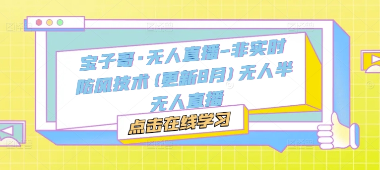 宝子哥·无人直播-非实时防风技术(更新25年5月)无人半无人直播-3YVIP资源库