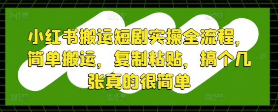 小红书搬运短剧实操全流程，简单搬运，复制粘贴，搞个几张真的很简单-3YVIP资源库