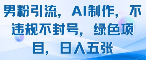 男粉引流，AI制作，不违规不封号，绿色项目，日入五张-3YVIP资源库