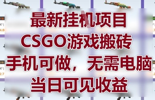 最新挂G项目，CSGO游戏搬砖，手机可做，无需电脑，当日见收益【揭秘】-3YVIP资源库