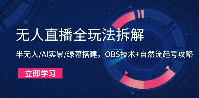 （14684期）无人直播全玩法拆解：半无人/AI实景/绿幕搭建，OBS技术+自然流起号攻略-3YVIP资源库